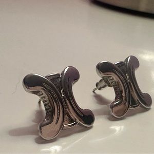 Silver Celine stud earrings